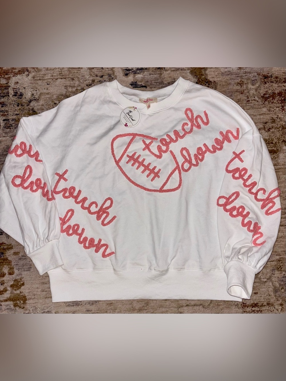 NWT! Peach Love Touchdown Thread Sweatshirt